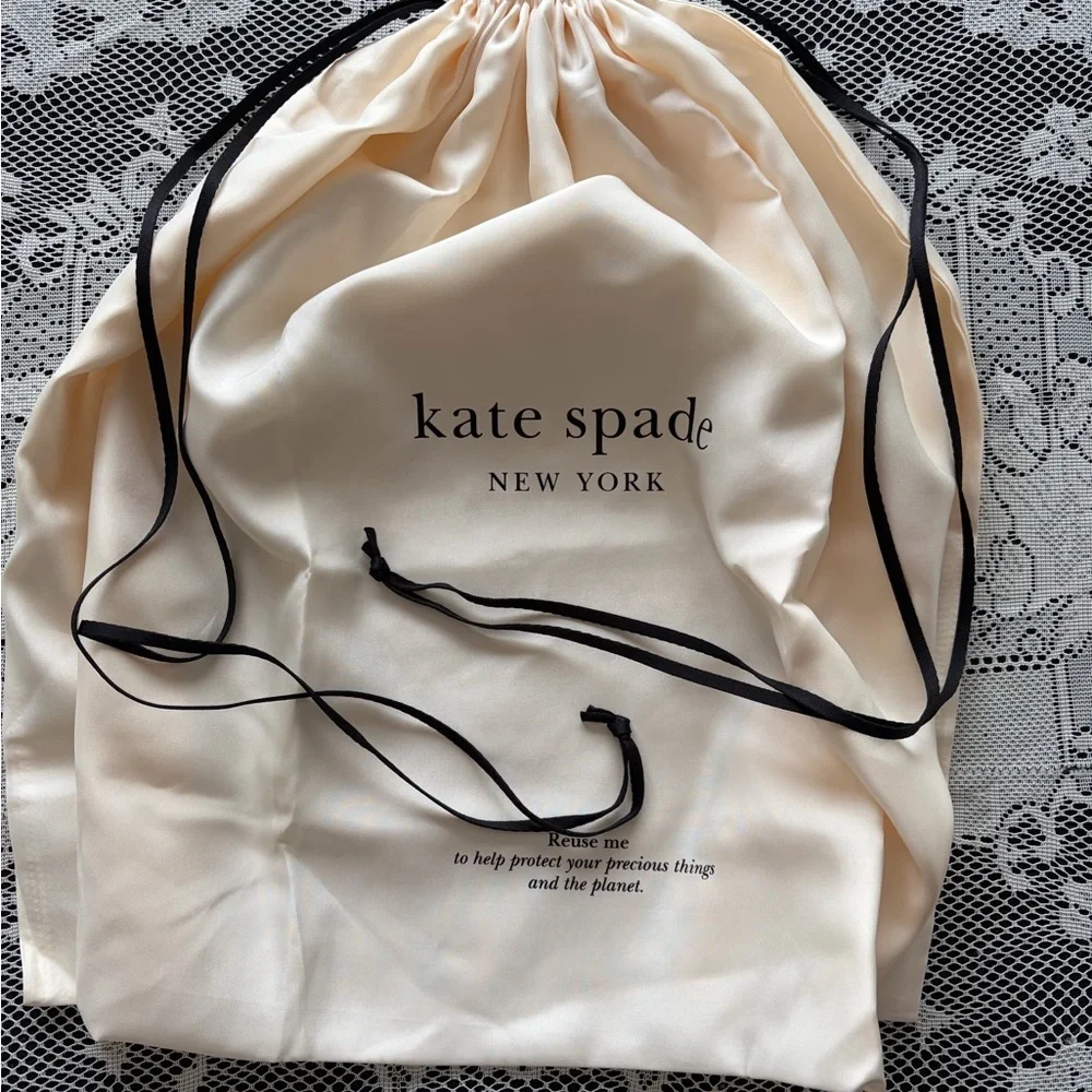 kate spade Cream Drawstring Dust Bag with Black Ties